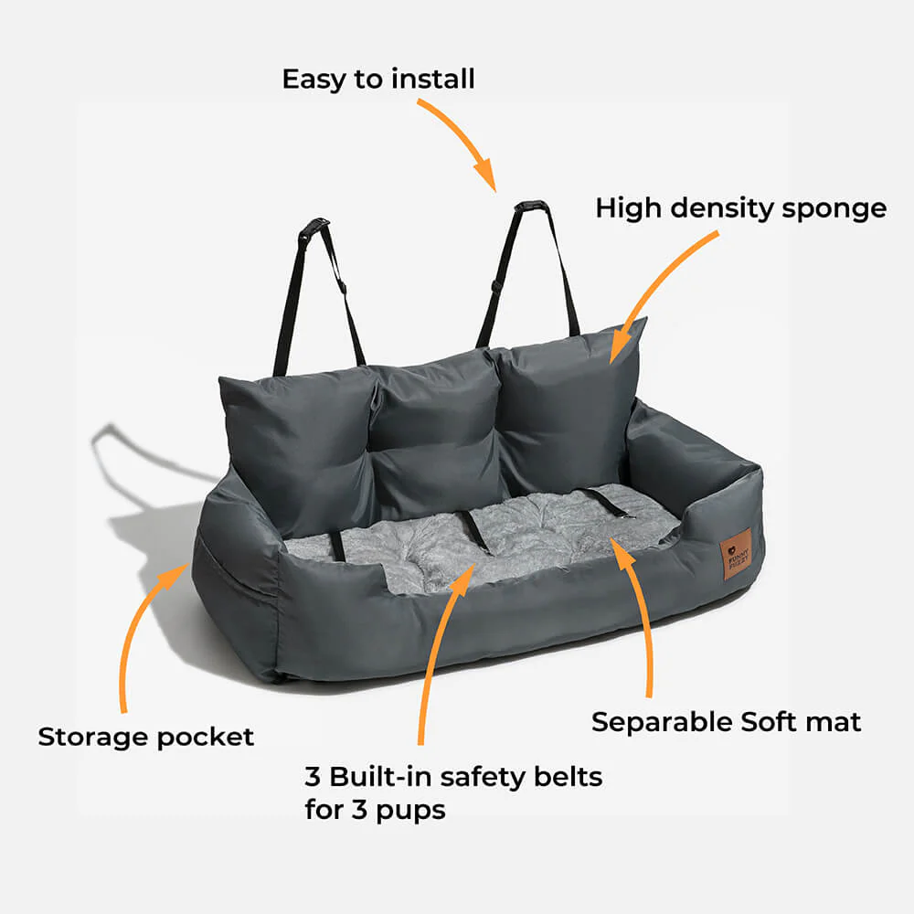 Travel Bolster Safety Waterproof Medium Large Dog Car Back Seat Bed - Image 5