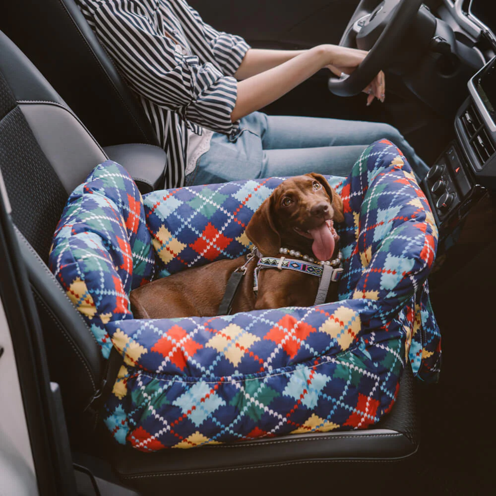 Travel Safety Bolster Vintage Denim Patchwork Dog Car Seat Bed - Image 10