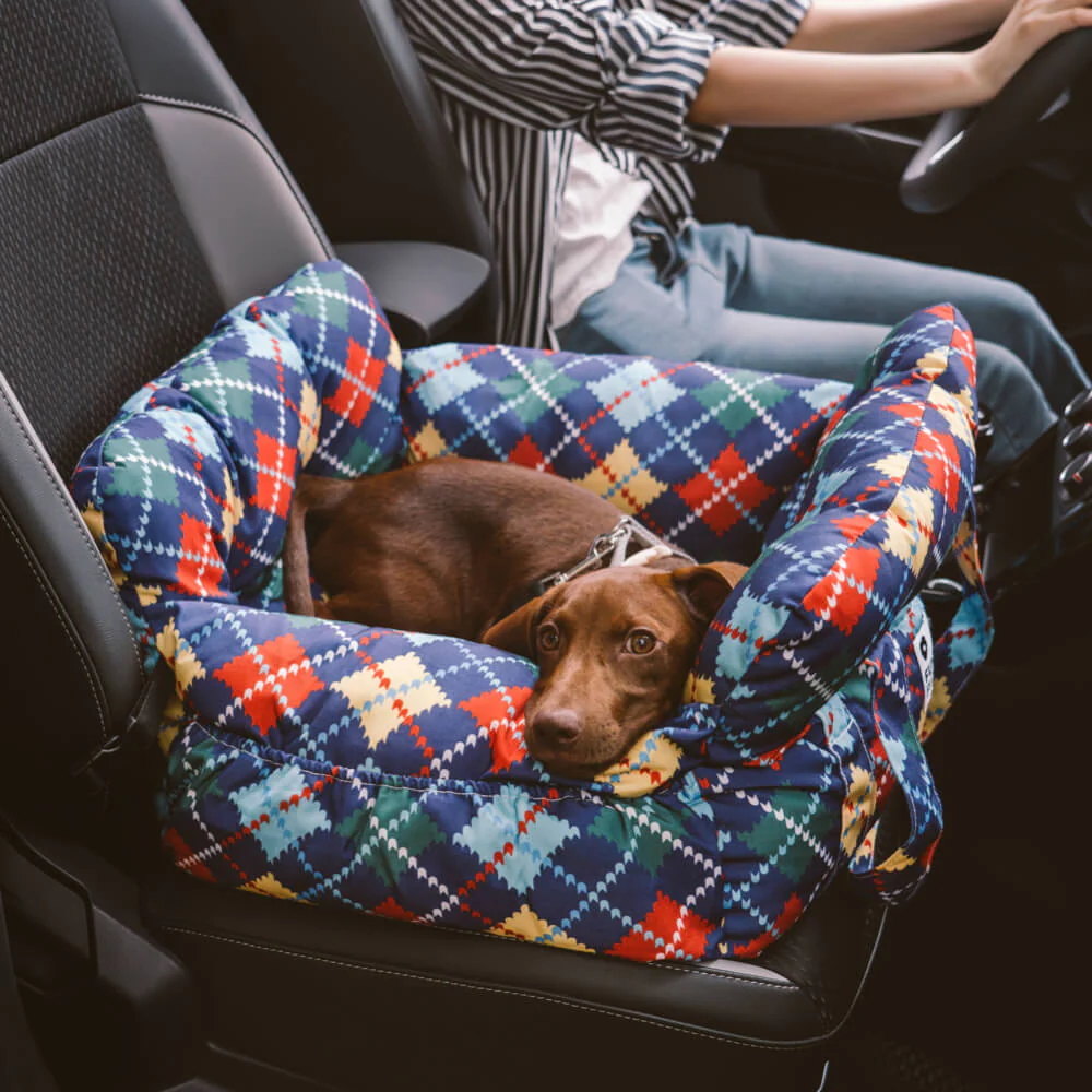 Travel Safety Bolster Vintage Denim Patchwork Dog Car Seat Bed - Image 11