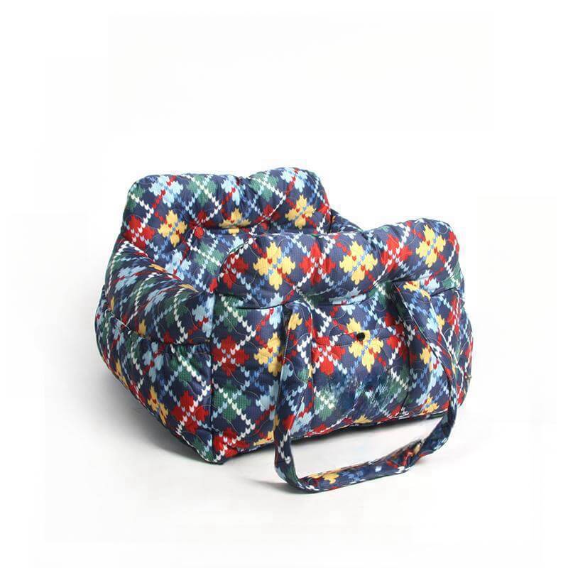 Travel Safety Bolster Vintage Denim Patchwork Dog Car Seat Bed - Image 15