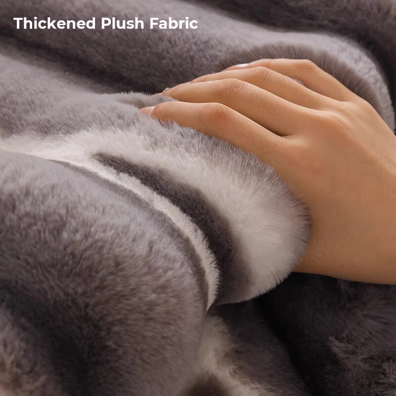 Trendy Beautiful Gradient Colour Stripe Plush Couch Cover - Image 6