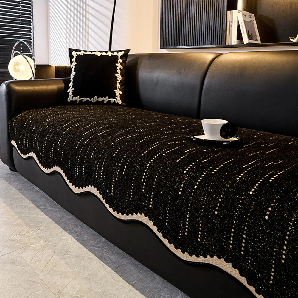 Trendy Chenille Anti-Scratch Elegant Wavy Shaped Couch Cover - Image 11