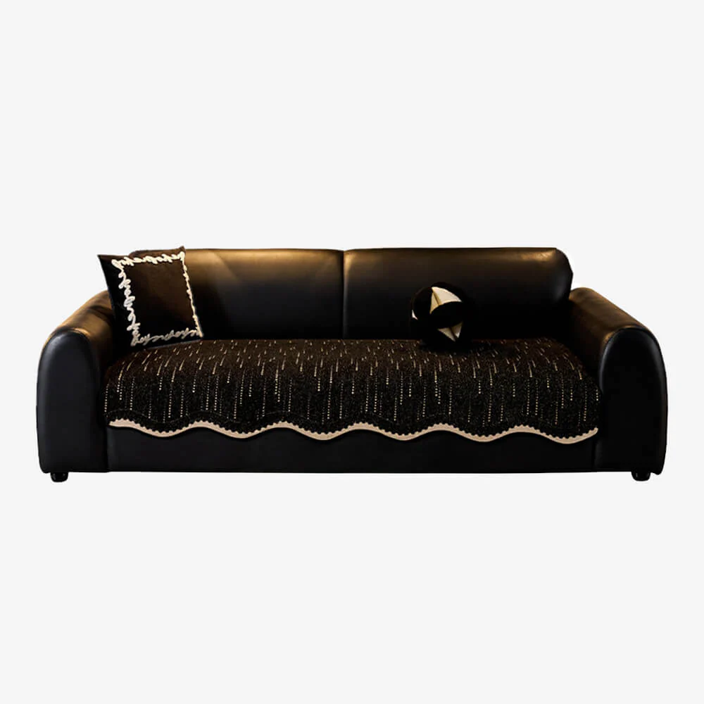 Trendy Chenille Anti-Scratch Elegant Wavy Shaped Couch Cover - Image 13
