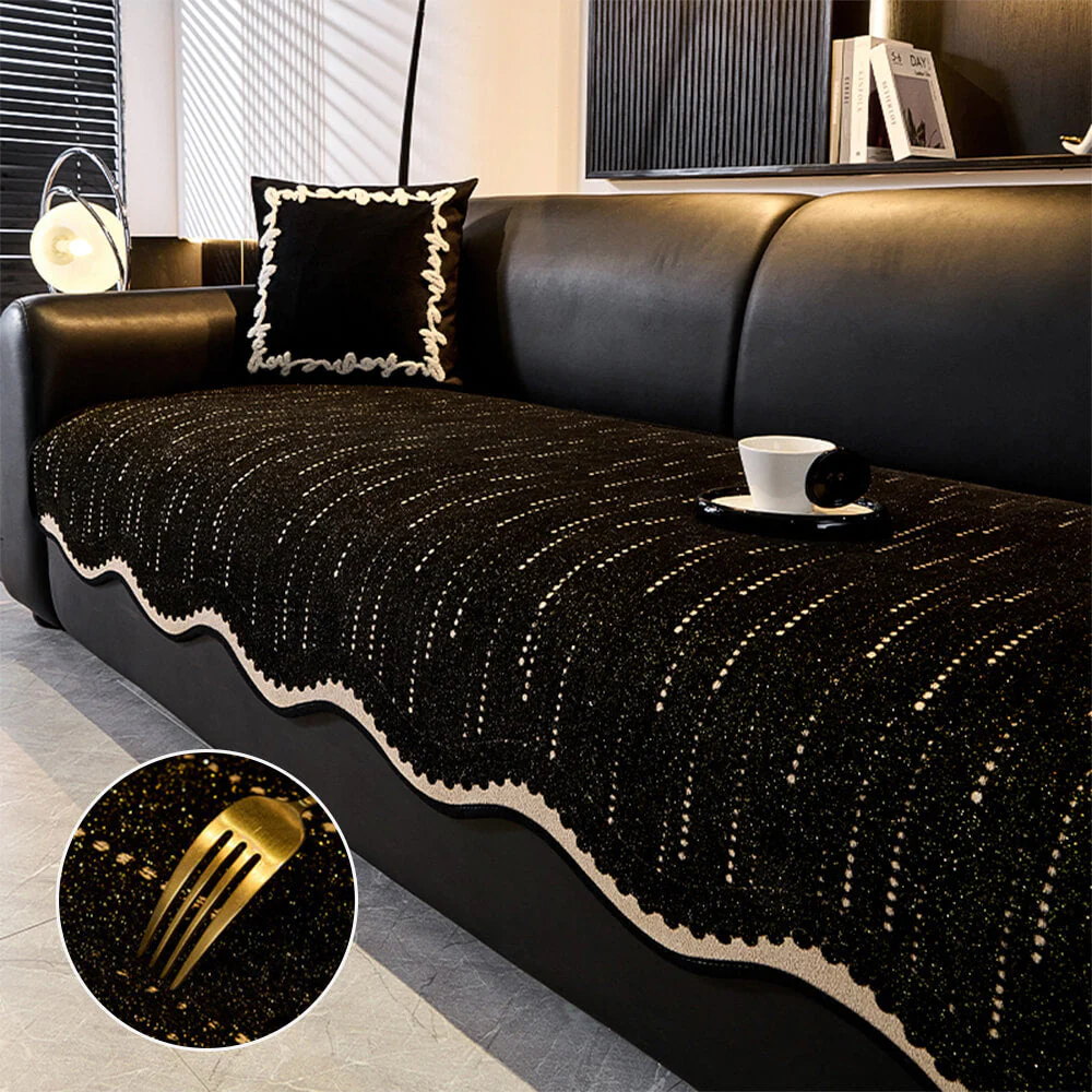 Trendy Chenille Anti-Scratch Elegant Wavy Shaped Couch Cover - Image 2