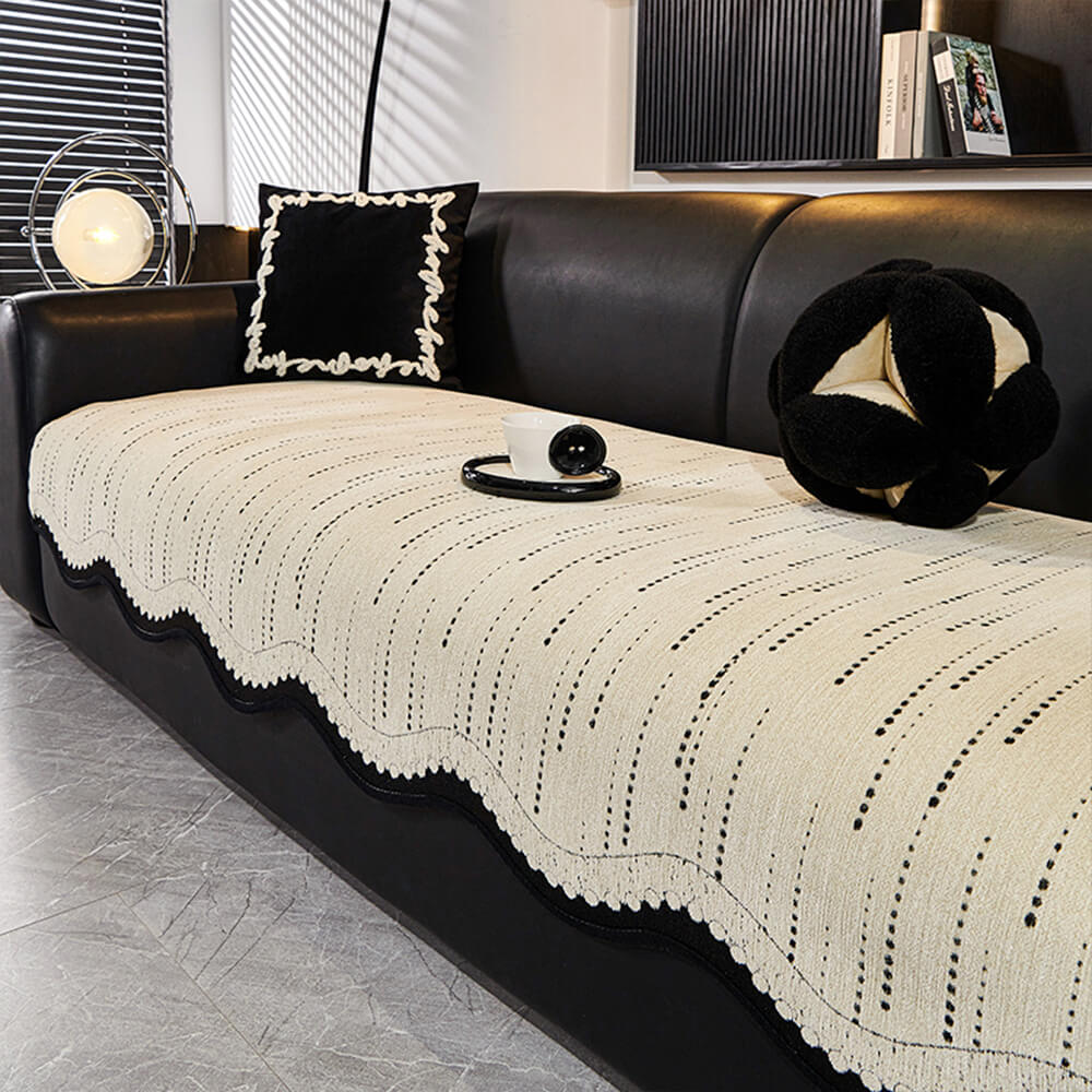 Trendy Chenille Anti-Scratch Elegant Wavy Shaped Couch Cover - Image 3