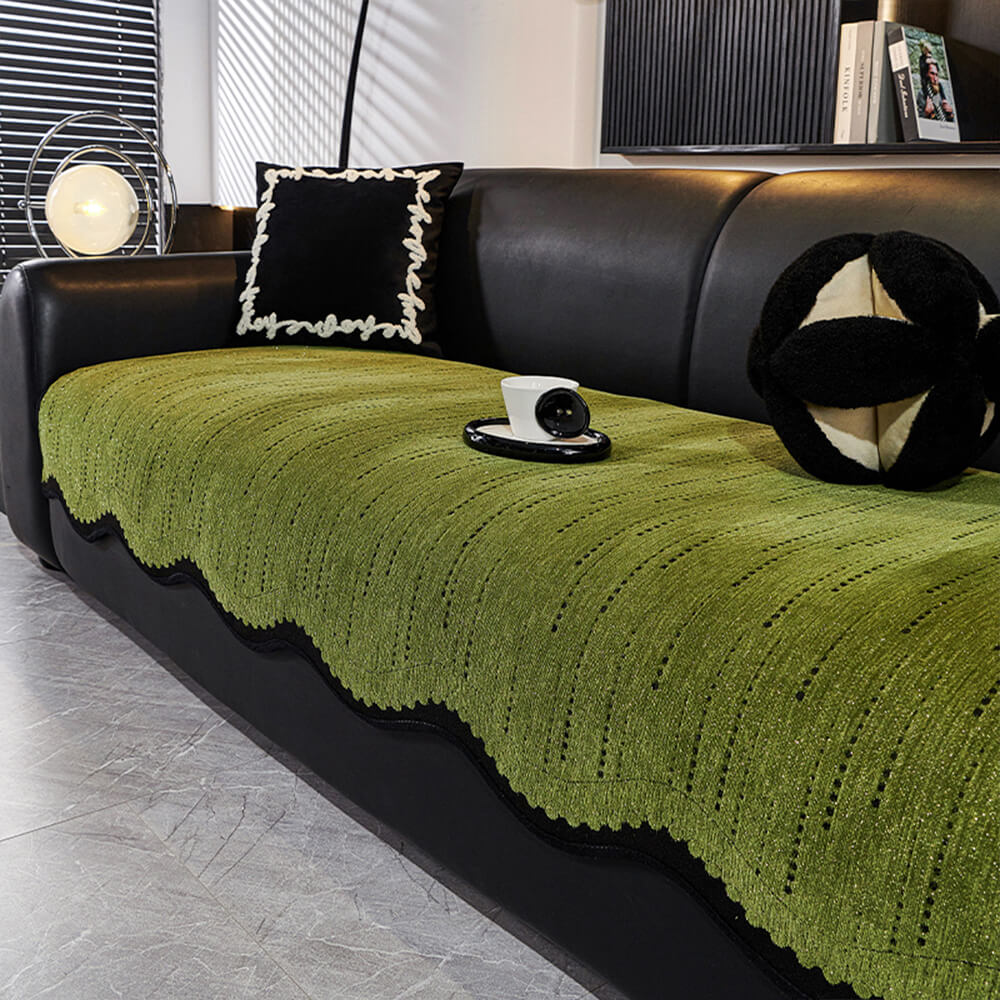 Trendy Chenille Anti-Scratch Elegant Wavy Shaped Couch Cover - Image 4
