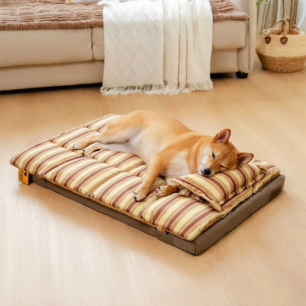 Trendy Striped Detachable Dual-layer Orthopedic Dog Bed With Pillow - CloudNap - Image 10