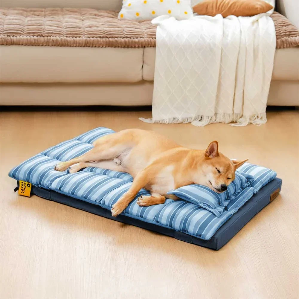 Trendy Striped Detachable Dual-layer Orthopedic Dog Bed With Pillow - CloudNap - Image 11