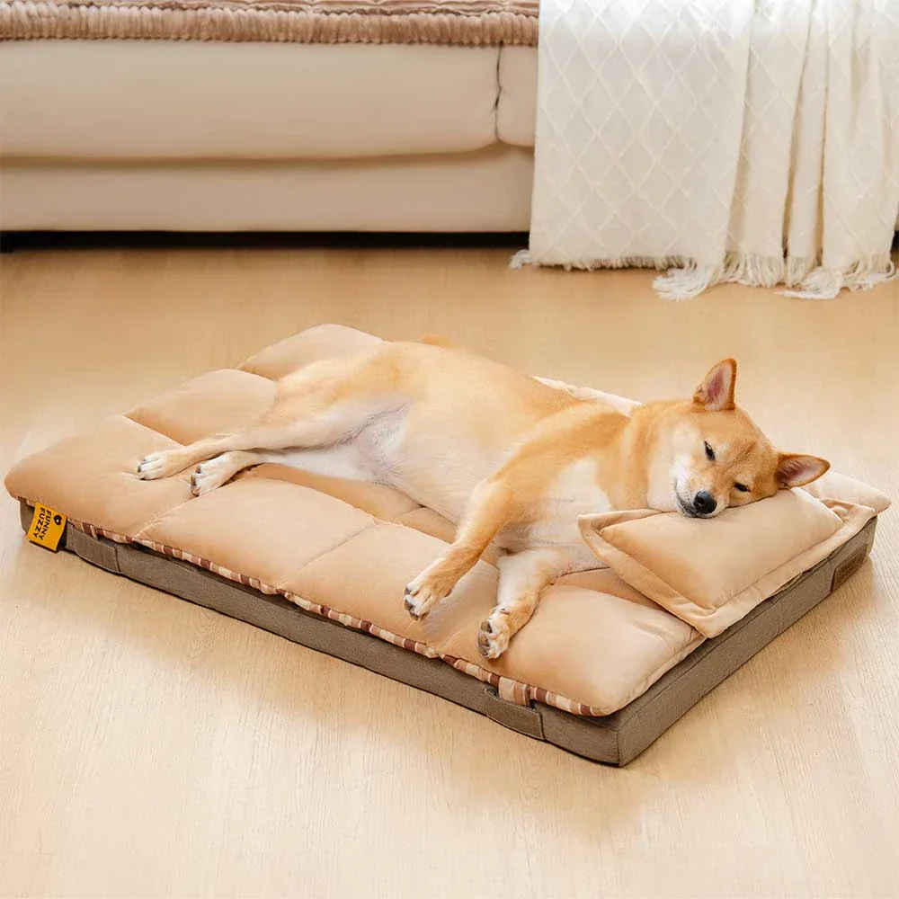 Trendy Striped Detachable Dual-layer Orthopedic Dog Bed With Pillow - CloudNap - Image 2