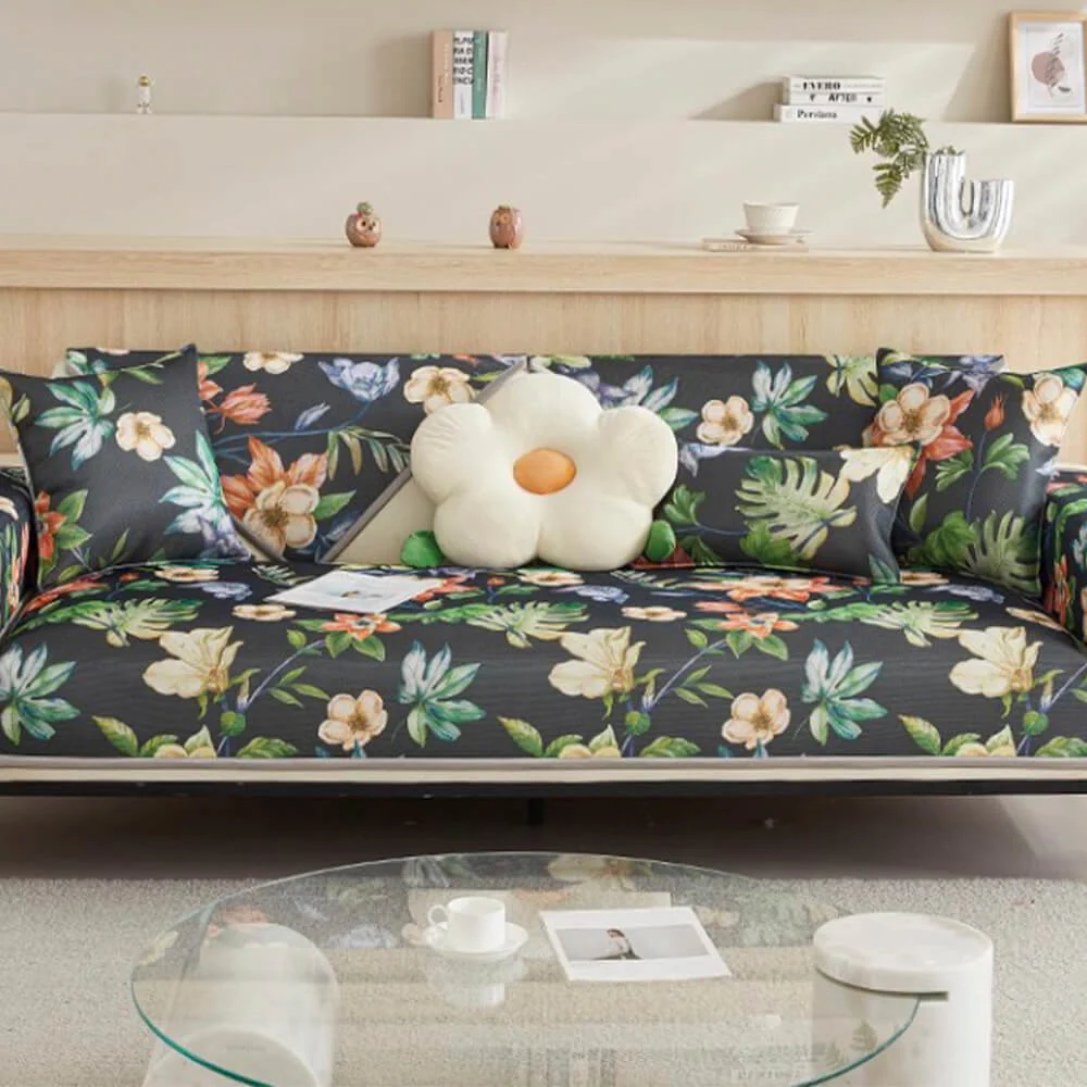 Tropical Leaves Cooling Non-slip Sectional Couch Cover - Image 2