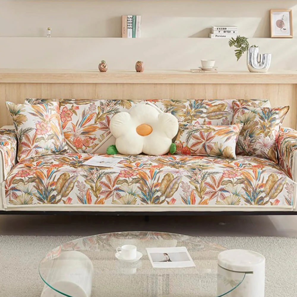 Tropical Leaves Cooling Non-slip Sectional Couch Cover - Image 9