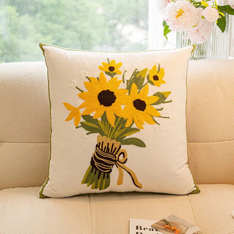 Tulip Sunflower Bouquet Home Decor Sofa Pillow - Image 10