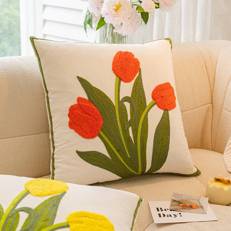 Tulip Sunflower Bouquet Home Decor Sofa Pillow - Image 8