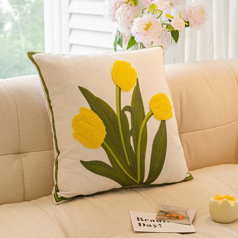 Tulip Sunflower Bouquet Home Decor Sofa Pillow - Image 9