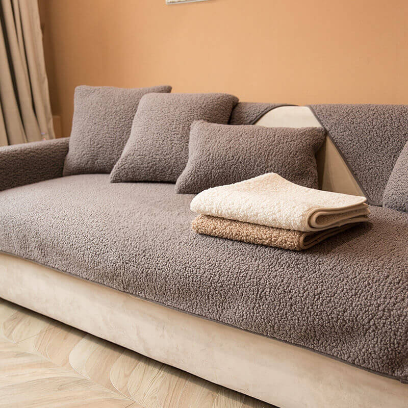 Ultrasoft Teddy Fleece Warm Non-Slip Couch Cover - Image 3