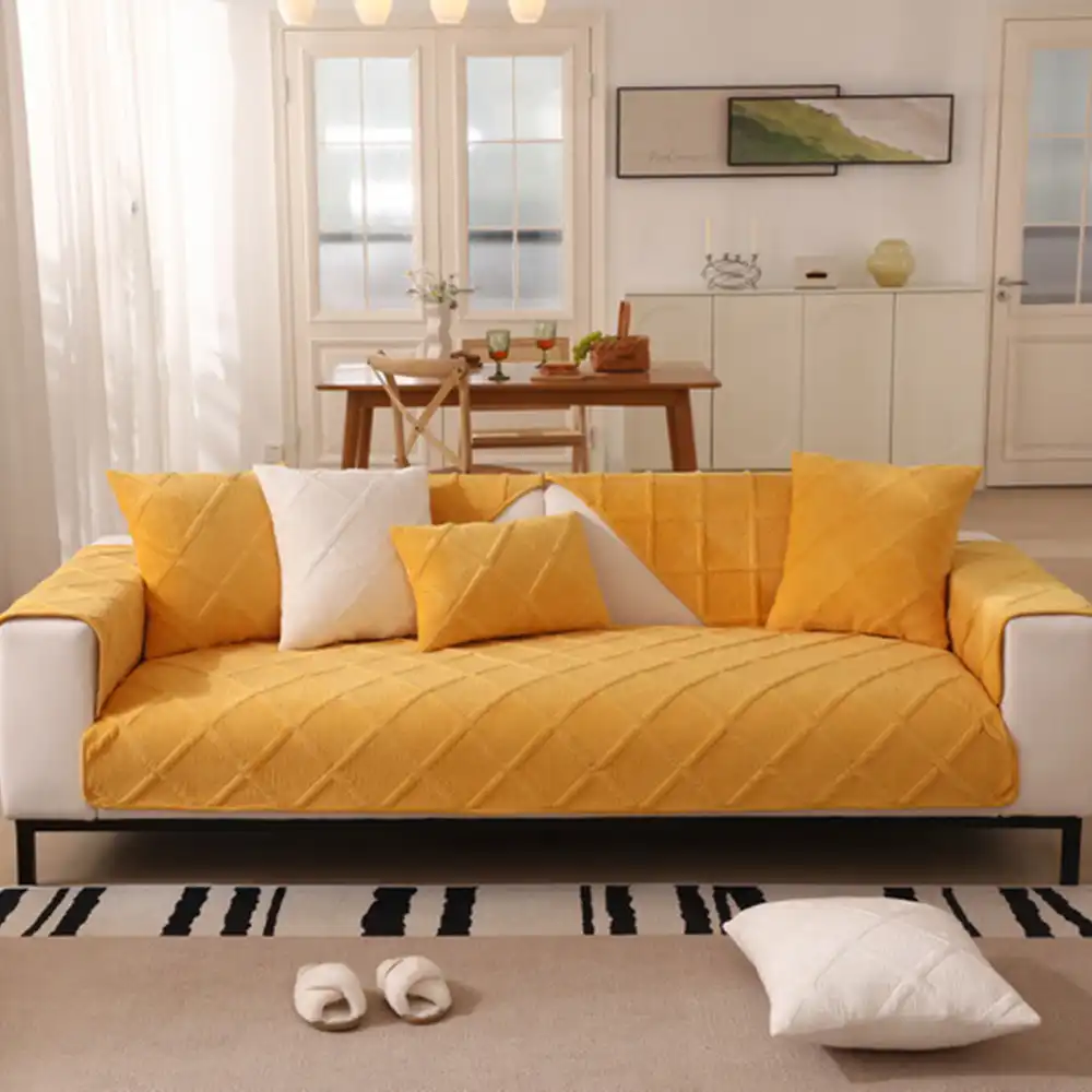 Velvety Soft Short Plush Modern Interiors Couch Cover - Image 11