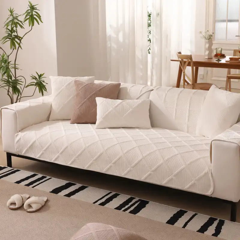 Velvety Soft Short Plush Modern Interiors Couch Cover - Image 4