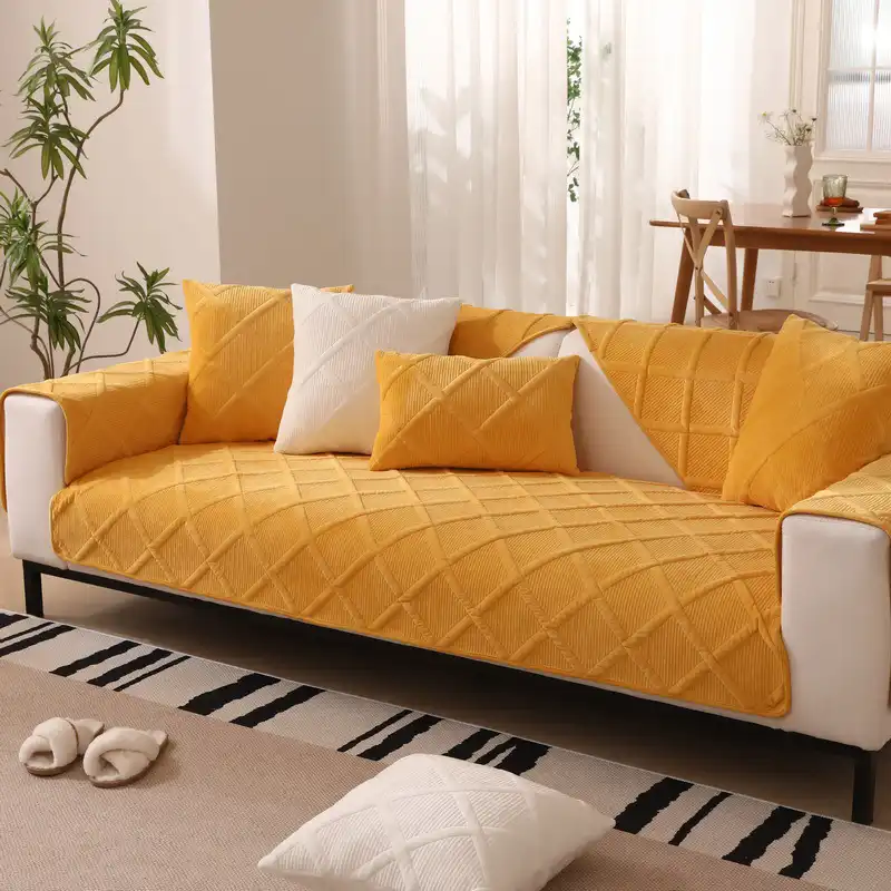 Velvety Soft Short Plush Modern Interiors Couch Cover - Image 5