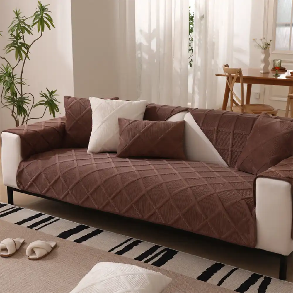 Velvety Soft Short Plush Modern Interiors Couch Cover - Image 6