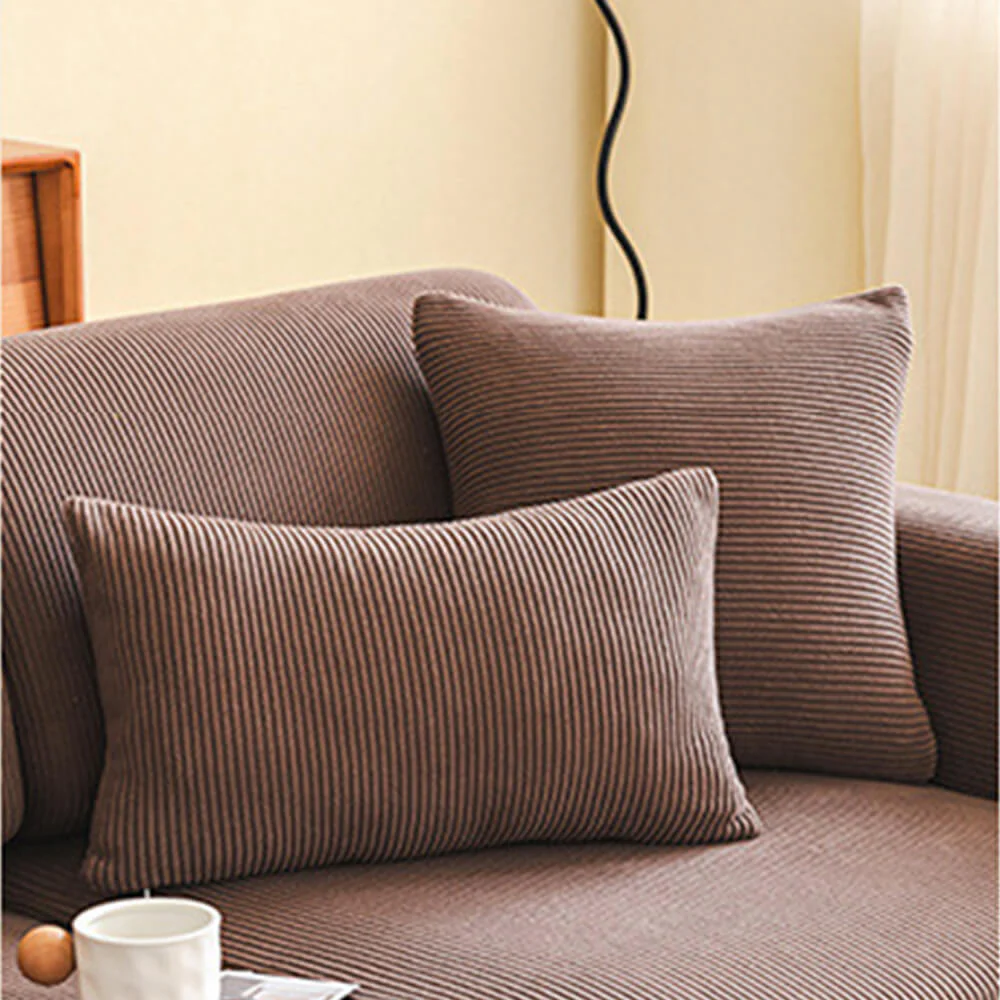 Vertical Stripe Corduroy Anti-Scratch Stretch Full-Cover Couch Cover - Image 10