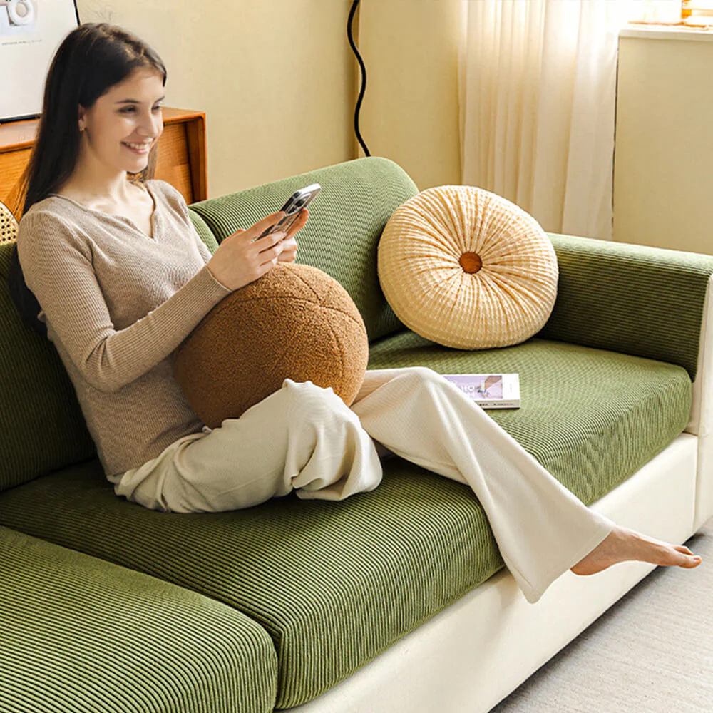 Vertical Stripe Corduroy Anti-Scratch Stretch Full-Cover Couch Cover - Image 11