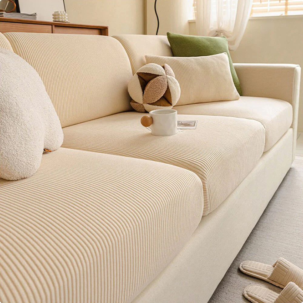 Vertical Stripe Corduroy Anti-Scratch Stretch Full-Cover Couch Cover - Image 14