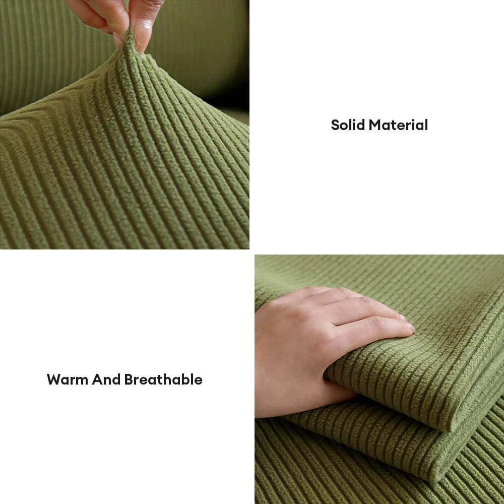 Vertical Stripe Corduroy Anti-Scratch Stretch Full-Cover Couch Cover - Image 6