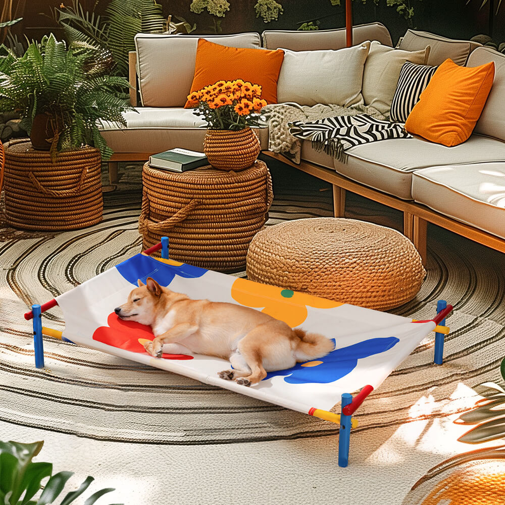Vibrant Summer Print Style Aluminium Elevated Dog Bed - Summer Paradise - Image 10