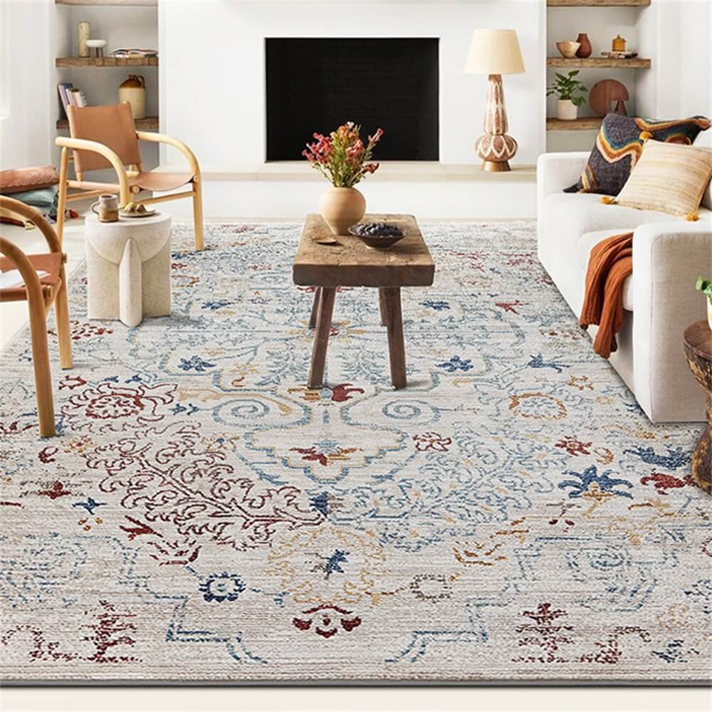 Vintage Blue & Cream Pet-Friendly Area Rug - Timeless Elegance for Your Home - Image 10