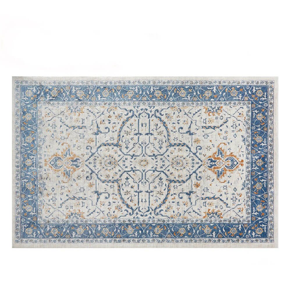 Vintage Blue & Cream Pet-Friendly Area Rug - Timeless Elegance for Your Home - Image 6