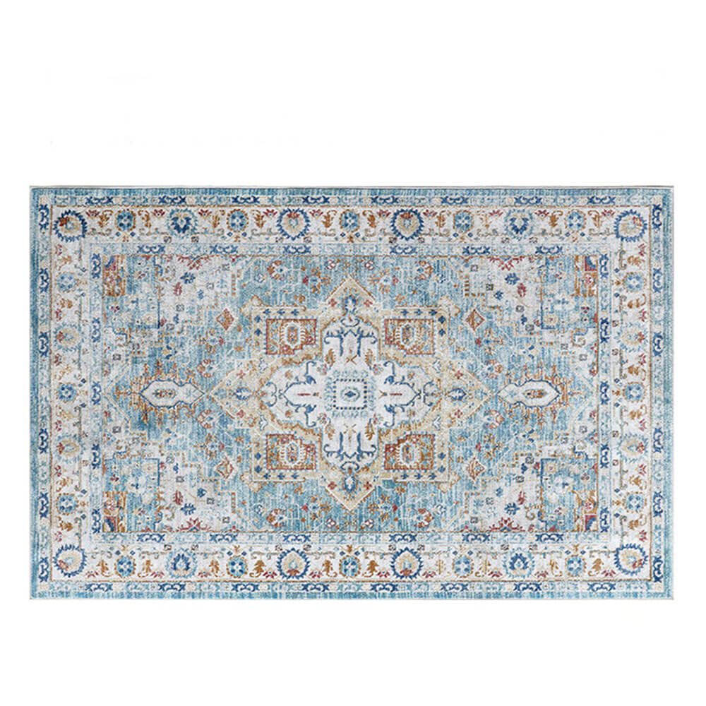 Vintage Blue & Cream Pet-Friendly Area Rug - Timeless Elegance for Your Home - Image 9