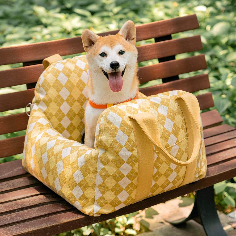 Vintage Heart Chequerboard Dog Car Seat Bed - Image 35