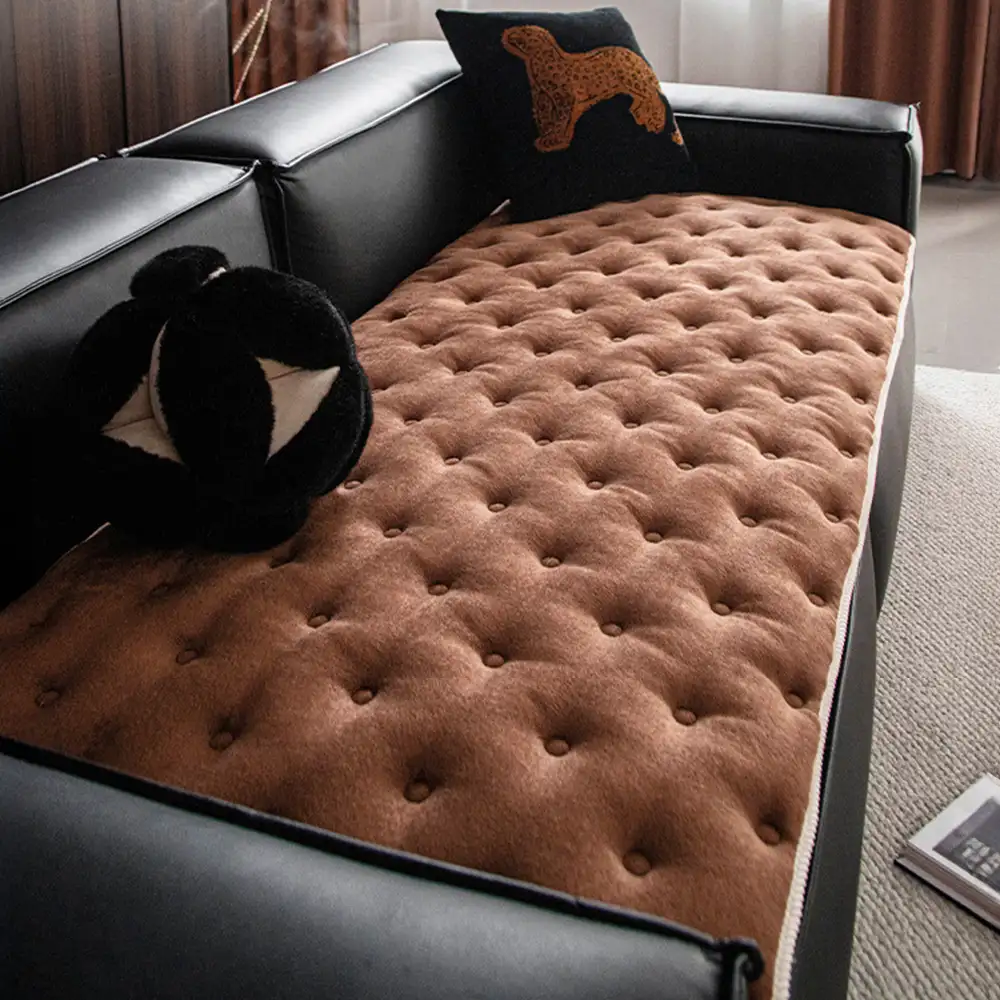 Vintage Leather Sofa Protection Non-Slip Couch Cover - Image 12