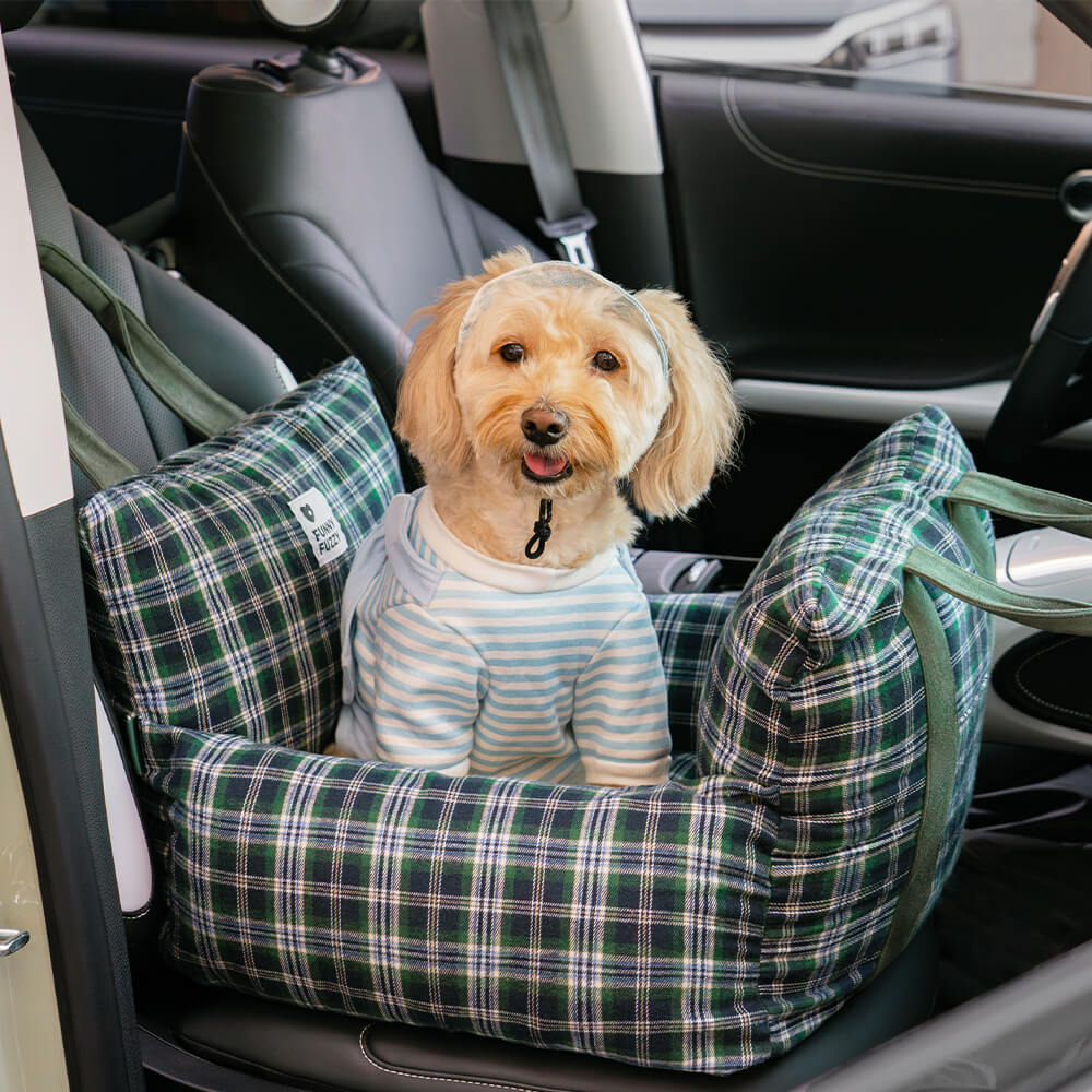 Vintage Plaid Travel Safety Dog Car Seat Bed - Image 13