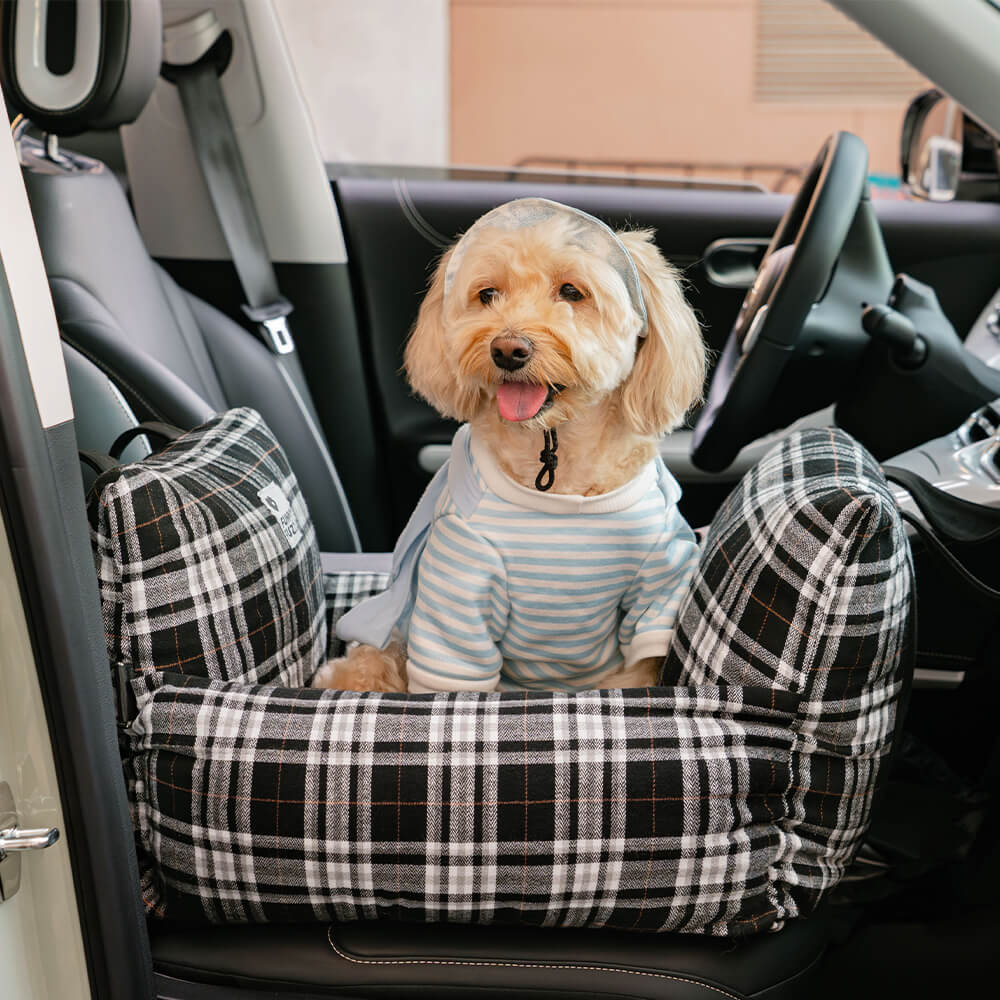 Vintage Plaid Travel Safety Dog Car Seat Bed - Image 14