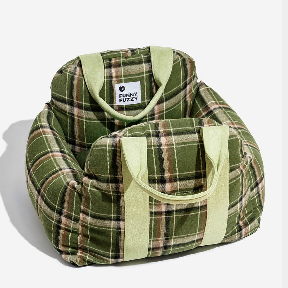 Vintage Plaid Travel Safety Dog Car Seat Bed - Image 18