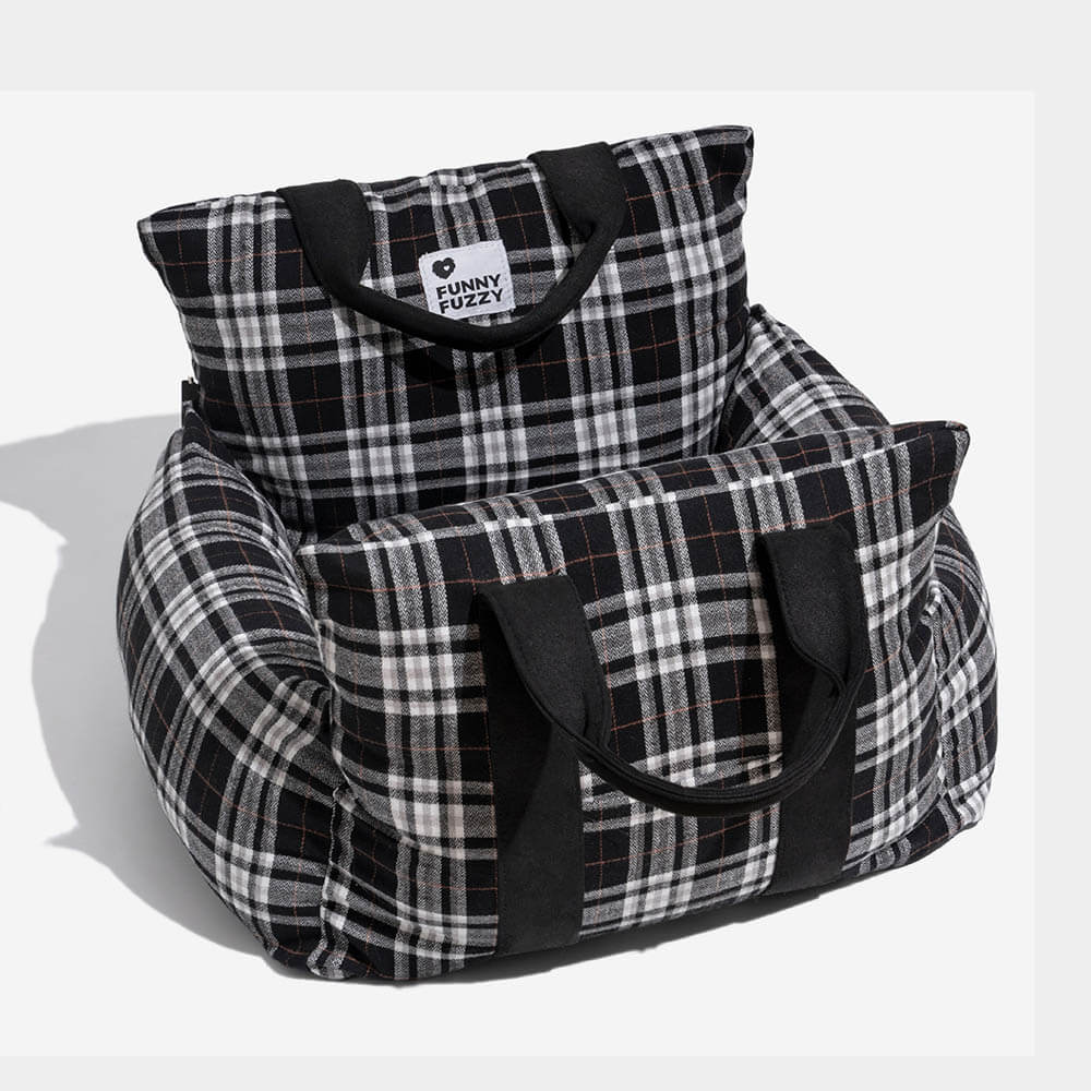 Vintage Plaid Travel Safety Dog Car Seat Bed - Image 21
