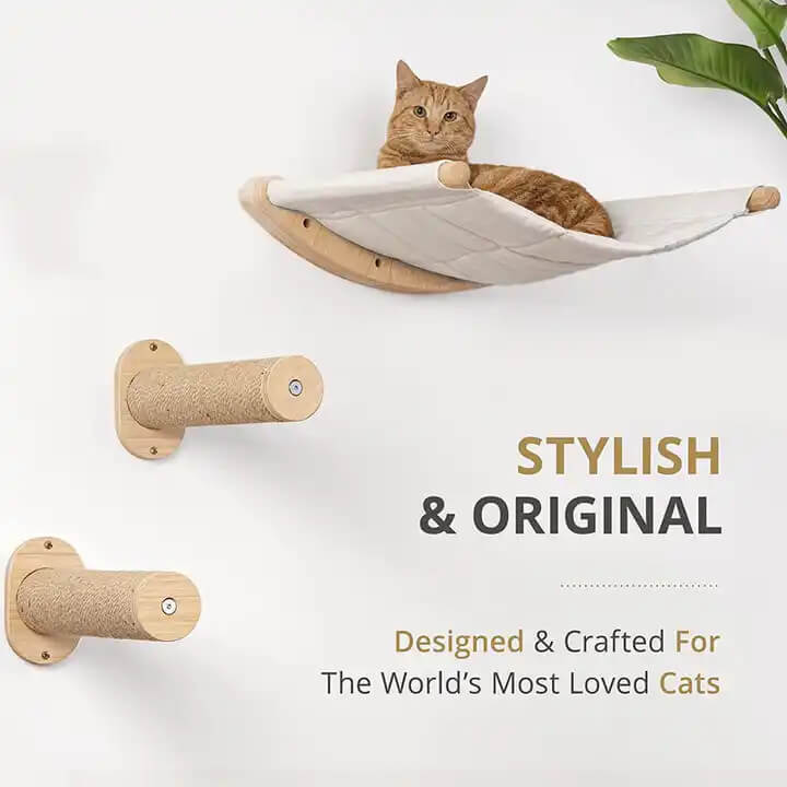 Wall-Mounted Cat Shelves Cat Wall Hammock with Steps - Image 3