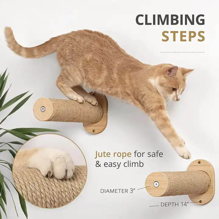 Wall-Mounted Cat Shelves Cat Wall Hammock with Steps - Image 5