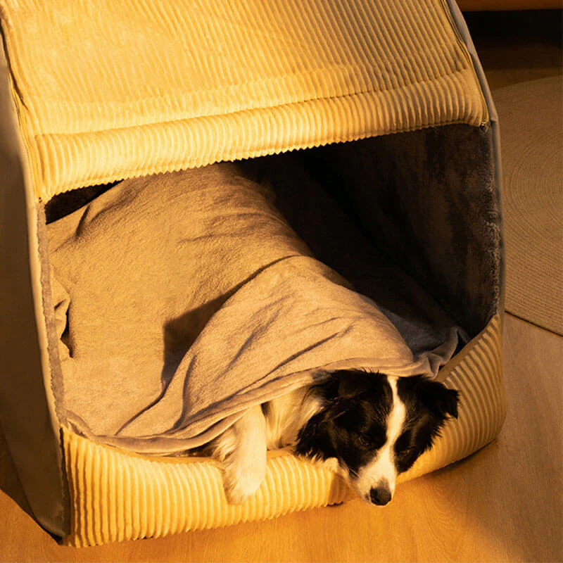 Warm Flannel Detachable Semi-Enclosed Large Dog Tent Bed - Image 11