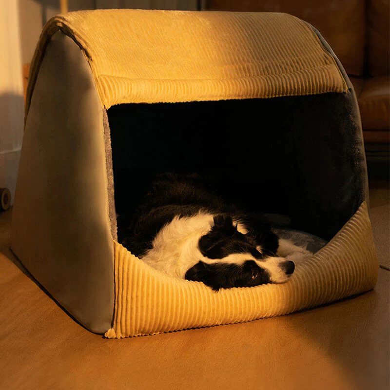 Warm Flannel Detachable Semi-Enclosed Large Dog Tent Bed - Image 13