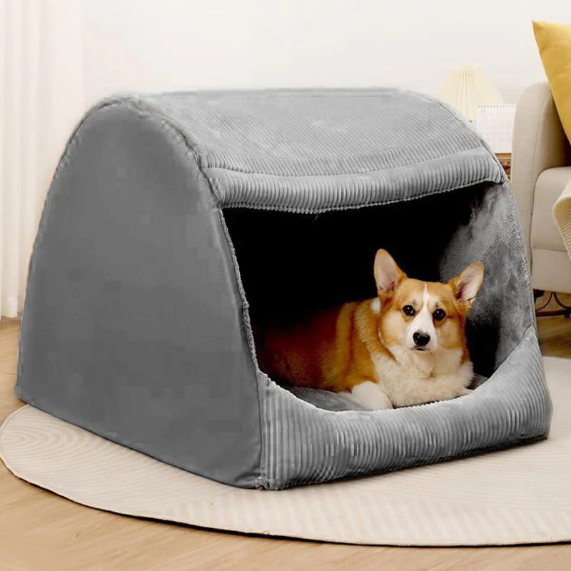 Warm Flannel Detachable Semi-Enclosed Large Dog Tent Bed - Image 15