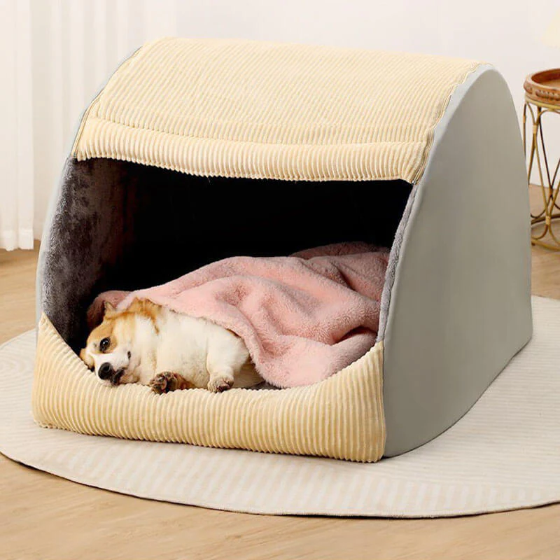 Warm Flannel Detachable Semi-Enclosed Large Dog Tent Bed - Image 2