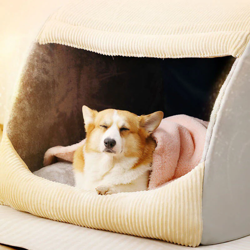 Warm Flannel Detachable Semi-Enclosed Large Dog Tent Bed - Image 9
