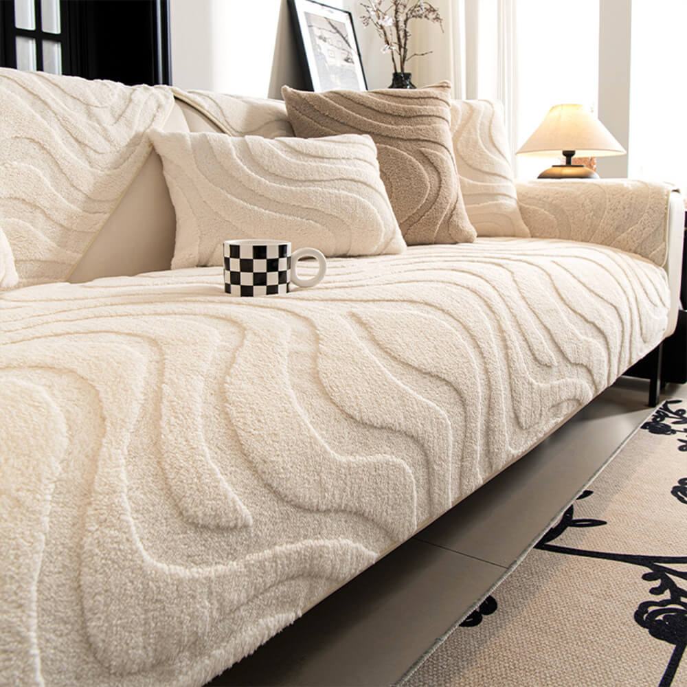 Warm Plush Curved Jacquard Non-Slip Sofa Protector Couch Cover - Image 13