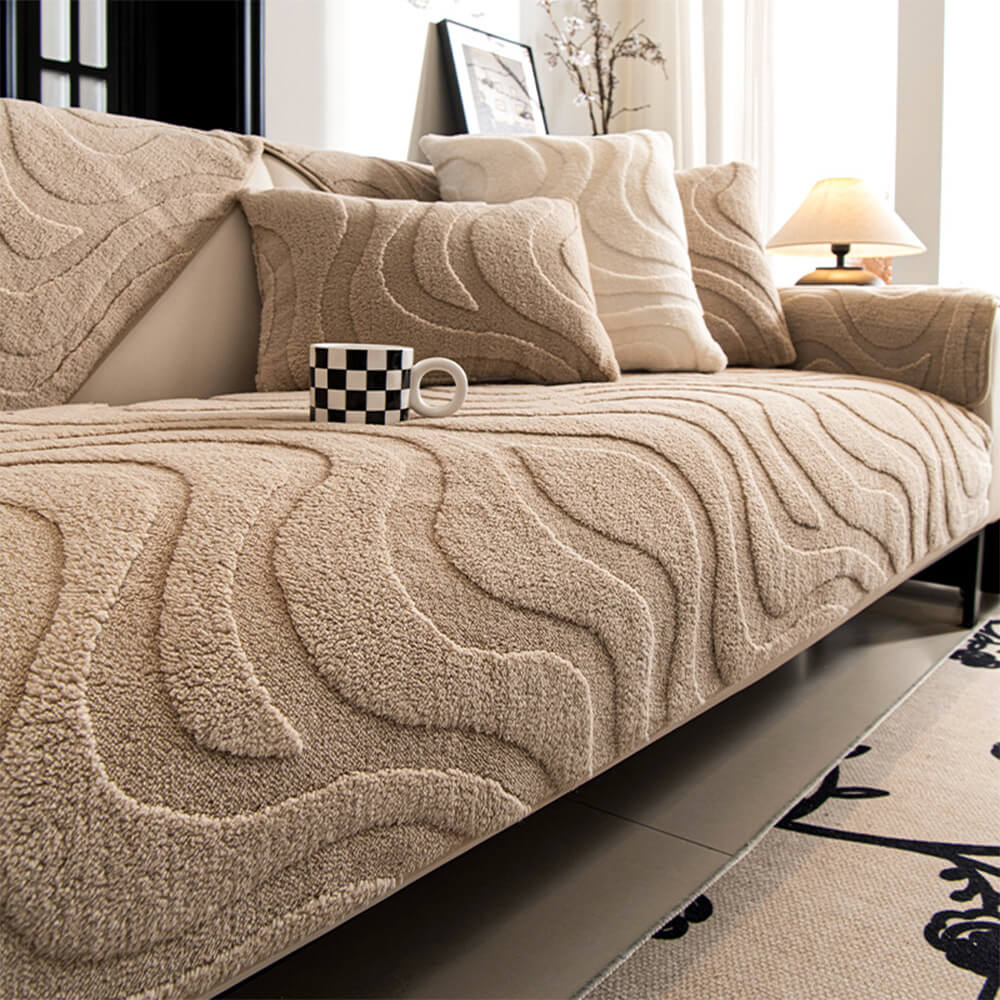Warm Plush Curved Jacquard Non-Slip Sofa Protector Couch Cover - Image 16