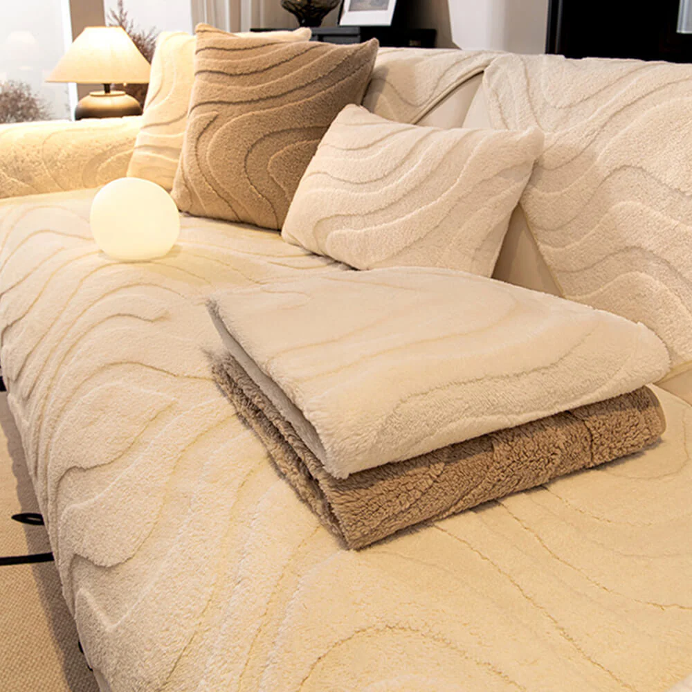 Warm Plush Curved Jacquard Non-Slip Sofa Protector Couch Cover - Image 18