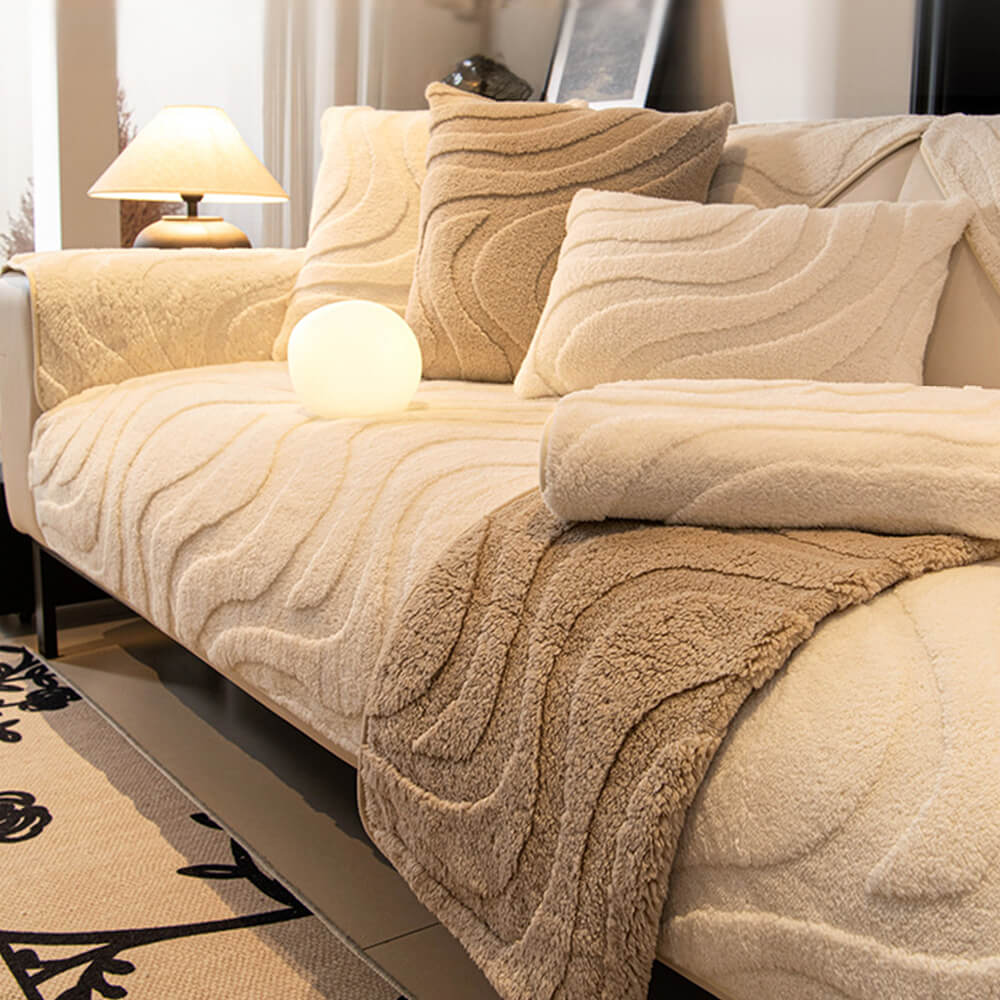 Warm Plush Curved Jacquard Non-Slip Sofa Protector Couch Cover - Image 19
