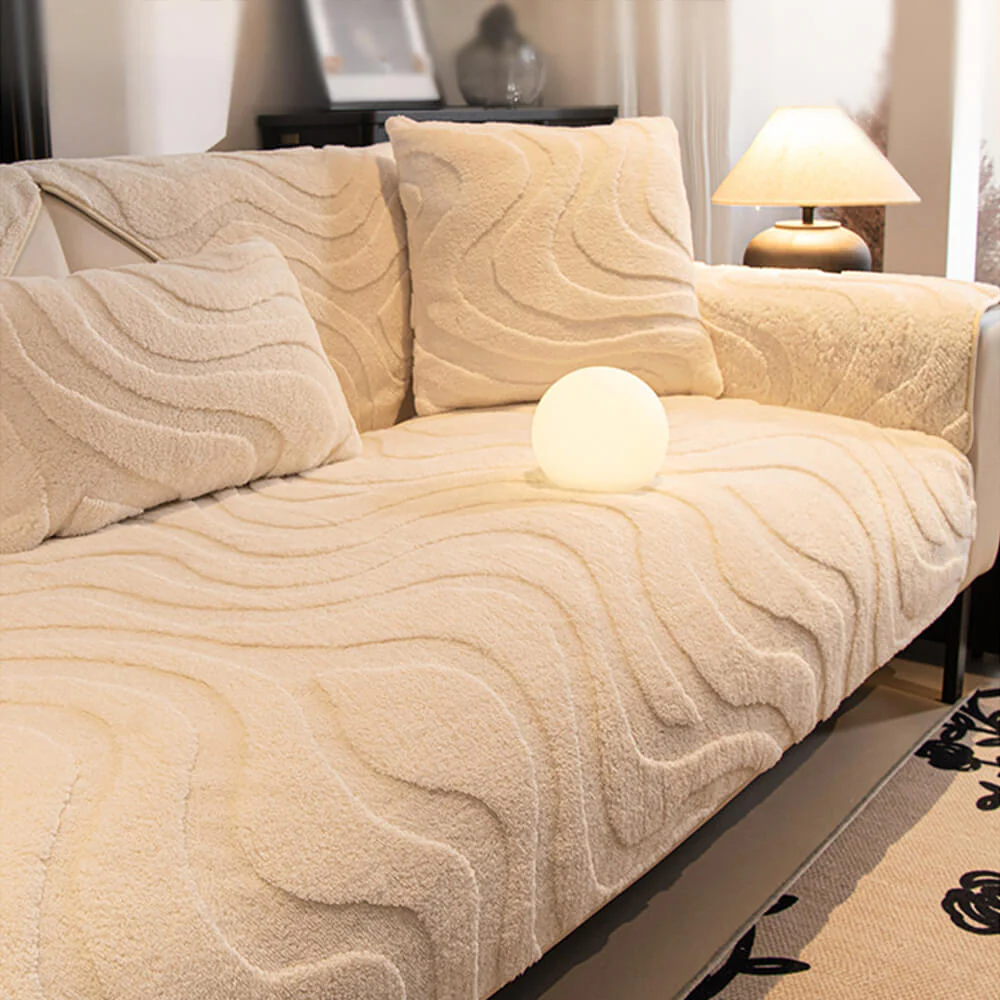 Warm Plush Curved Jacquard Non-Slip Sofa Protector Couch Cover - Image 20