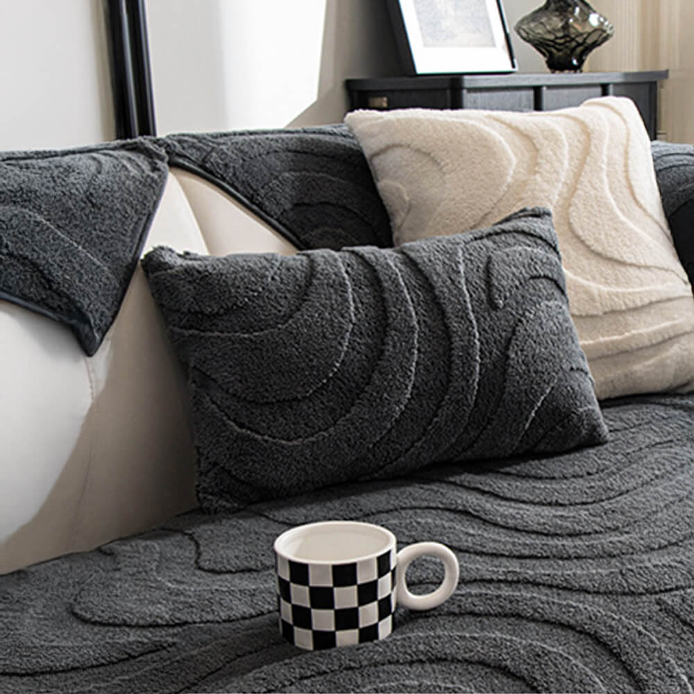 Warm Plush Curved Jacquard Non-Slip Sofa Protector Couch Cover - Image 3